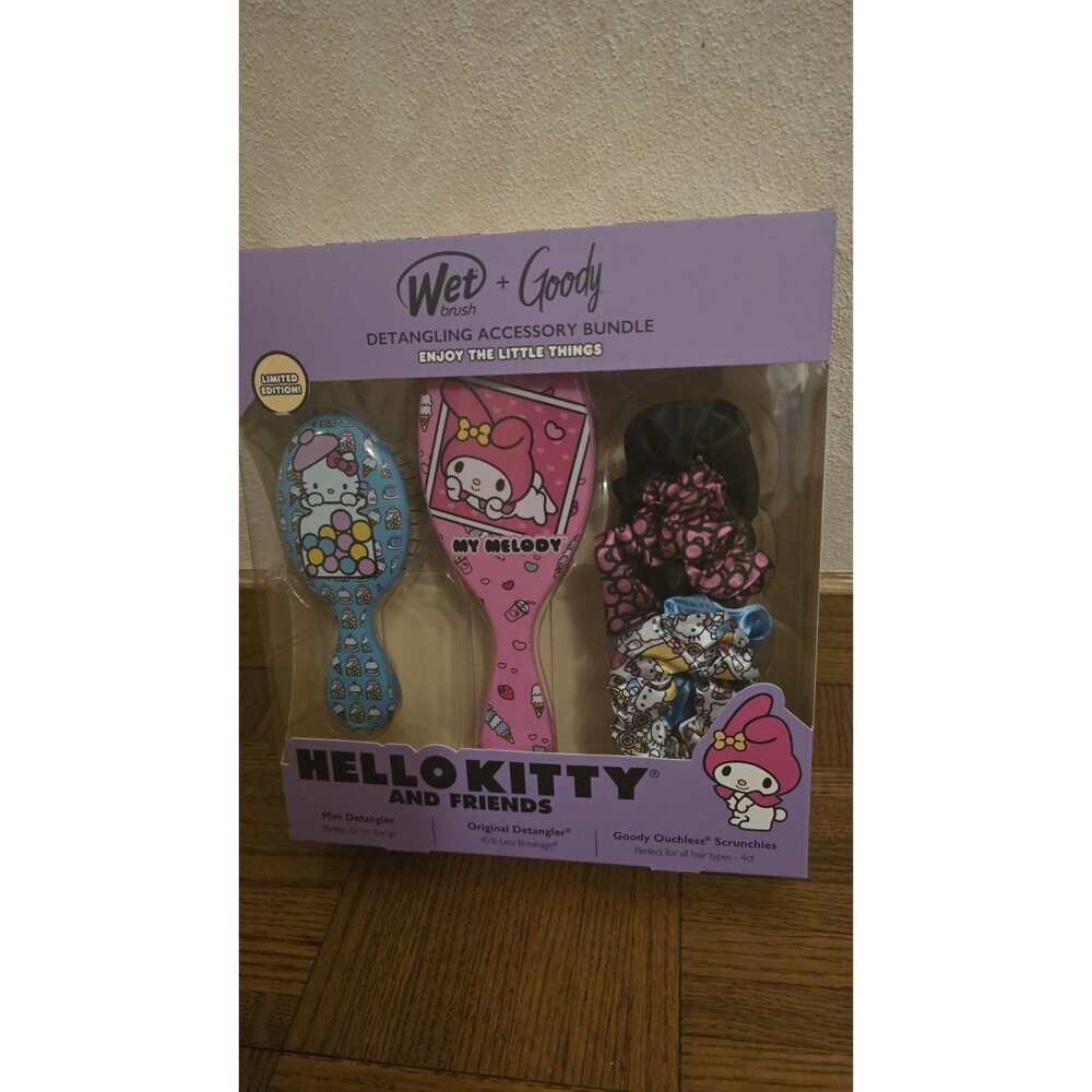 Brand New Hello Kitty and Friends Wet Brush + Goody Detangling Accessory Bundle.